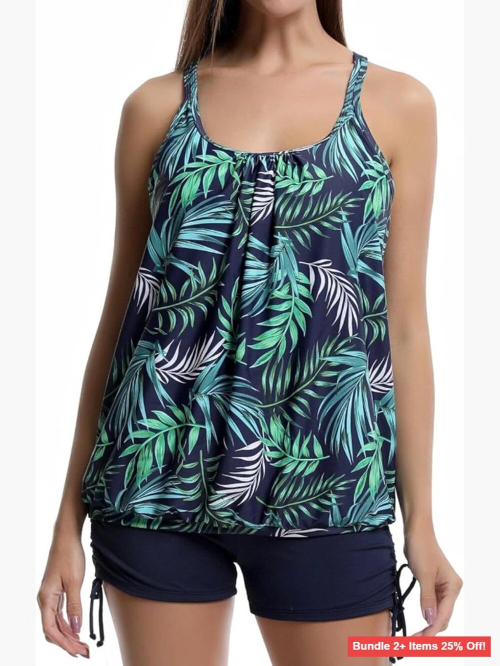 Racerback Tankini Set with Board Shorts, Recycled Nylon Blend, UPF 50